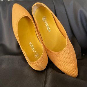 Vivaia Washable Shoes Pointed-Toe Ballet Flats Mustard Yellow